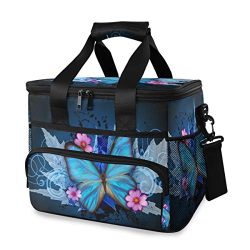 STAYTOP Pretty Butterfly Leakproof Reusable Insulated Cooler Lunch Bag,with Detachable Shoulder Strap, Used for Children's School Women and Men Work Picnic Beach Lunch Box Organizer Tote Bag