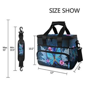 STAYTOP Pretty Butterfly Leakproof Reusable Insulated Cooler Lunch Bag,with Detachable Shoulder Strap, Used for Children's School Women and Men Work Picnic Beach Lunch Box Organizer Tote Bag