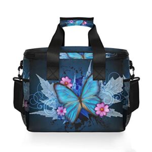 STAYTOP Pretty Butterfly Leakproof Reusable Insulated Cooler Lunch Bag,with Detachable Shoulder Strap, Used for Children's School Women and Men Work Picnic Beach Lunch Box Organizer Tote Bag