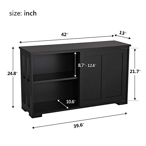 Yaheetech 2pcs Storage Cabinet Kitchen Buffet Cabinet with Sliding Doors and Adjustable Shelf, Stackable Cupboard for Kitchen Living Room Dining Room Hallway