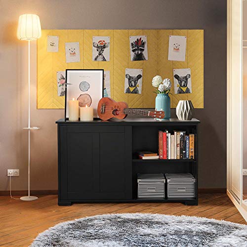 Yaheetech 2pcs Storage Cabinet Kitchen Buffet Cabinet with Sliding Doors and Adjustable Shelf, Stackable Cupboard for Kitchen Living Room Dining Room Hallway