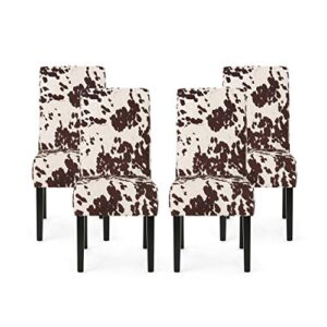 christopher knight home evelyn contemporary velvet dining chairs (set of 4), milk cow, espresso