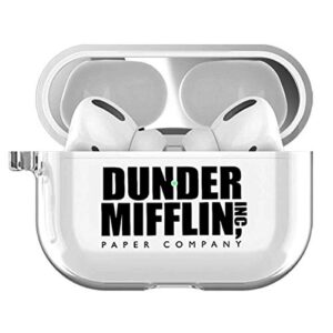 daft threads airpods pro clear case cover - the office tv show merchandise,clear premium hard shell accessories compatible with apple airpods pro (dunder mifflin)