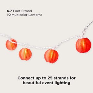 LampLust String Lights Paper Lanterns with Lights, 10 Red Chinese Lanterns, 3 Inch Diameter, 7 Ft Lantern String Lights Bedroom, Plugin Outdoor Waterproof Paper Lantern Party Decorations