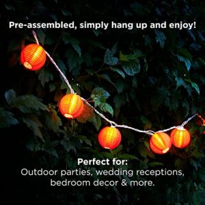 LampLust String Lights Paper Lanterns with Lights, 10 Red Chinese Lanterns, 3 Inch Diameter, 7 Ft Lantern String Lights Bedroom, Plugin Outdoor Waterproof Paper Lantern Party Decorations