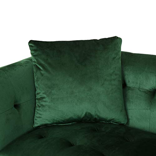 Christopher Knight Home Matilda Modern Glam 3 Seater Velvet Sofa, Emerald Green + Silver