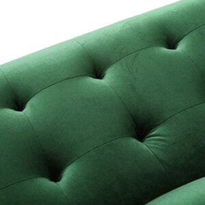 Christopher Knight Home Matilda Modern Glam 3 Seater Velvet Sofa, Emerald Green + Silver