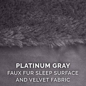 Furhaven XL Orthopedic Dog Bed Plush & Velvet L Shaped Chaise w/ Removable Washable Cover - Platinum Gray, Jumbo (X-Large)