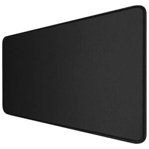 large gaming mouse pad- 31x12 in. xl gaming mousepad with stitched edges, ultra-smooth cloth mouse mat & non-slip rubber base, waterproof full desk keyboard mat for gamer, office & home, black