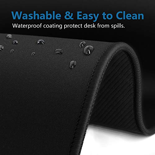 Large Gaming Mouse Pad- 31x12 in. XL Gaming Mousepad with Stitched Edges, Ultra-Smooth Cloth Mouse Mat & Non-Slip Rubber Base, Waterproof Full Desk Keyboard Mat for Gamer, Office & Home, Black