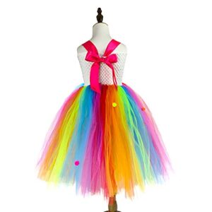 O'COCOLOUR Rainbow Candy Tutu Dress for Girls 1-12 Years Lollipop Costume with Headband Birthday Halloween Carnival Party (Rainbow, Large(5-6Y))