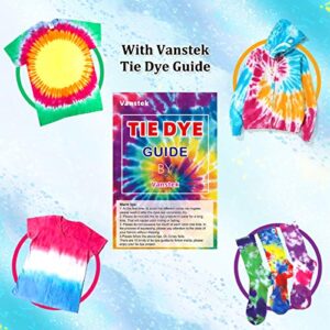 Vanstek 30 Colors Tie Dye Kit, Tie Dye Shirt Fabric Dye for Women, Kids, Men, with Rubber Bands, Gloves, Plastic Film and Table Covers for Family Friends Groups Party Supplies