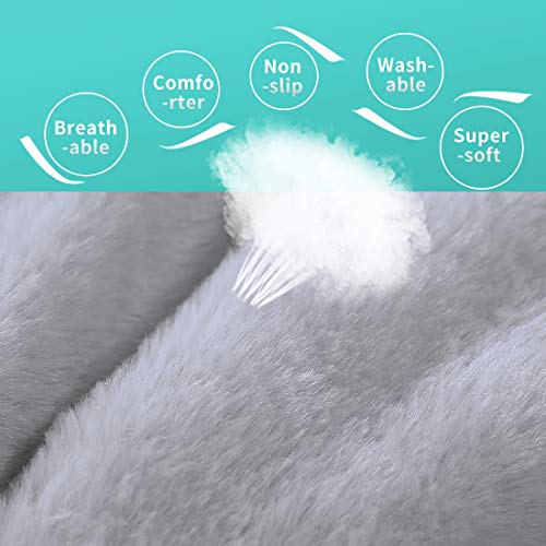 PETCIOSO Super Soft Dog Cat Crate Bed Blanket-Fluffy Pet Bed All Season-Machine Wash & Dryer Friendly-Anti-Slip Pet Beds（NOT for Chewer (36in,Grey)