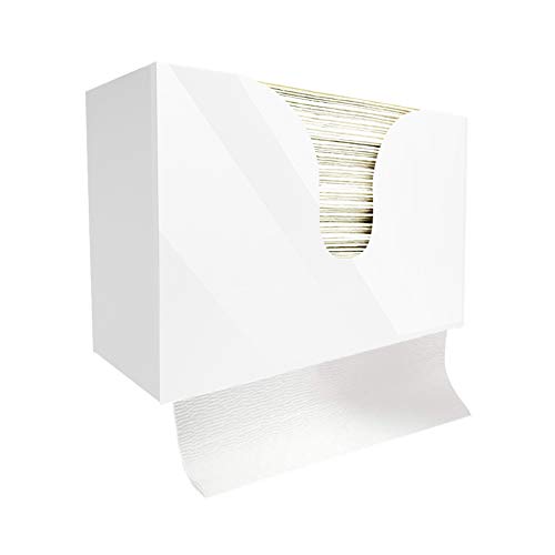 Essentially Yours Acrylic Folded Paper Towel Holder - Wall Mounted or Freestanding | Dispenser for Multifold, Trifold, and C Fold Napkins (White)