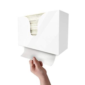 Essentially Yours Acrylic Folded Paper Towel Holder - Wall Mounted or Freestanding | Dispenser for Multifold, Trifold, and C Fold Napkins (White)