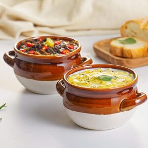Vumdua French Onion Soup Bowls with Handles, 16 Oz Ceramic Soup Serving Bowl Crocks - Oven Safe Bowls for Chili, Beef Stew, Cereal, Pot Pies, Set of 4