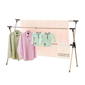 yubelles clothes drying rack, adjustable and foldable laundry rack, space saving hanger rack, retractable 47-79 inch clothes rack heavy duty garment rack for indoor/outdoor