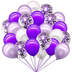 72pcs purple balloons assorted latex purple confetti white balloons for wedding birthday graduation party decorations