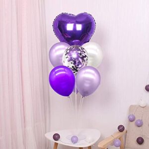 72pcs Purple Balloons Assorted Latex Purple Confetti White Balloons for Wedding Birthday Graduation Party Decorations