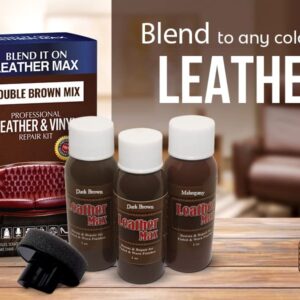 Leather Max Quick Blend Refinish and Repair Kit, Restore, Recolor & Repair / 3 Color Shades to Blend with/Leather Vinyl Bonded (Dark Brown Mix)