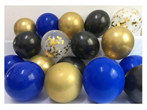 royal blue gold black balloons- confetti balloons for graduation bachelor men birthday anniversary party decorations d¨¦cor supplies 12inch 50packs