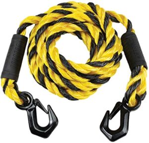 stanley s1052 black/yellow 5/8" x 15' poly-blend braided tow rope with heavy duty tri-hook (7,200 lbs break strength)