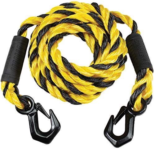 STANLEY S1052 Black/Yellow 5/8" x 15' Poly-Blend Braided Tow Rope with Heavy Duty Tri-Hook (7,200 lbs Break Strength)