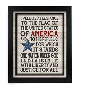 "I Pledge Allegiance to the Flag" -American Patriotic Wall Decor -11 x 14" Modern Typographic Print-Ready to Frame. Home-Office-School-Garage-Cave Decor. Display Your Patriotism! Printed on Paper.