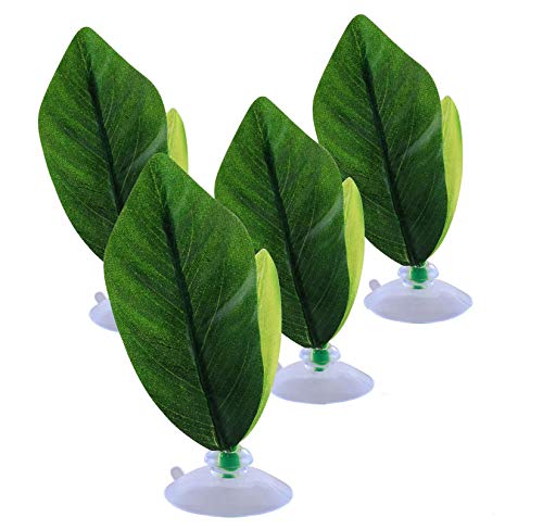 Fashionclubs 4pcs Betta Bead Leaf Hammock, Silk Betta Fish Leaf Hammocks Pad Lounger Toys Lightweight and Realistic Fish Hideout Plastic Aquarium Plants Accessories for Fish Tank Decorations