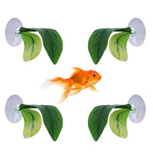 Fashionclubs 4pcs Betta Bead Leaf Hammock, Silk Betta Fish Leaf Hammocks Pad Lounger Toys Lightweight and Realistic Fish Hideout Plastic Aquarium Plants Accessories for Fish Tank Decorations