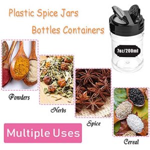 16 Pack 7oz Clear Plastic Spice Jars,Storage Container Bottle Containers with Black Cap,Perfect for Storing Spice,Herbs and Powders,Provide Chalkboard Labels and Chalk Marker