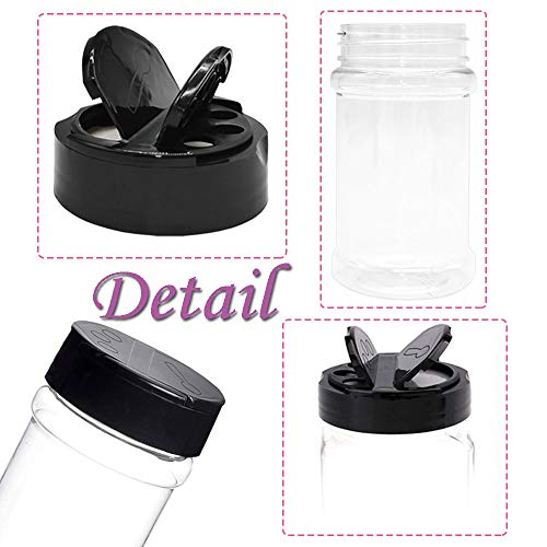 16 Pack 7oz Clear Plastic Spice Jars,Storage Container Bottle Containers with Black Cap,Perfect for Storing Spice,Herbs and Powders,Provide Chalkboard Labels and Chalk Marker