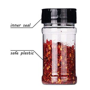 16 Pack 7oz Clear Plastic Spice Jars,Storage Container Bottle Containers with Black Cap,Perfect for Storing Spice,Herbs and Powders,Provide Chalkboard Labels and Chalk Marker