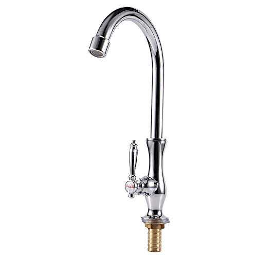 ANGGREK Kitchen Faucet - G1/2" Male Thread Kitchen Sink Faucet 360?Rotatable Easy Install Drinking Water Tap High Arc Vertical Cold Water Faucet