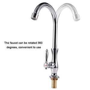 ANGGREK Kitchen Faucet - G1/2" Male Thread Kitchen Sink Faucet 360?Rotatable Easy Install Drinking Water Tap High Arc Vertical Cold Water Faucet