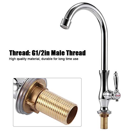 ANGGREK Kitchen Faucet - G1/2" Male Thread Kitchen Sink Faucet 360?Rotatable Easy Install Drinking Water Tap High Arc Vertical Cold Water Faucet