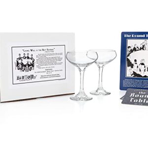 HISTORY COMPANY The 1930 Algonquin Round Table Cocktail Coupe Glass 2-Piece Set (Gift Box Collection)