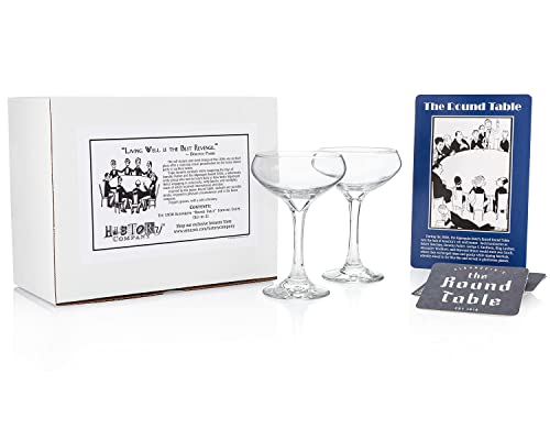 HISTORY COMPANY The 1930 Algonquin Round Table Cocktail Coupe Glass 2-Piece Set (Gift Box Collection)