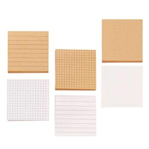 dzdzcrafts kraft paper and white blank lined grids pages 6-packs 480 sheets sticky notes notepads self-stick memo pads