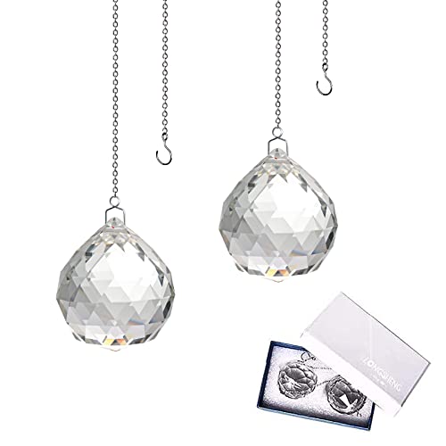 40mm Crystal Ball Prism Ball Suncatcher for Window Rainbow Maker Crystal Glass Ball Pendant for Hanging Clear Pack of 2