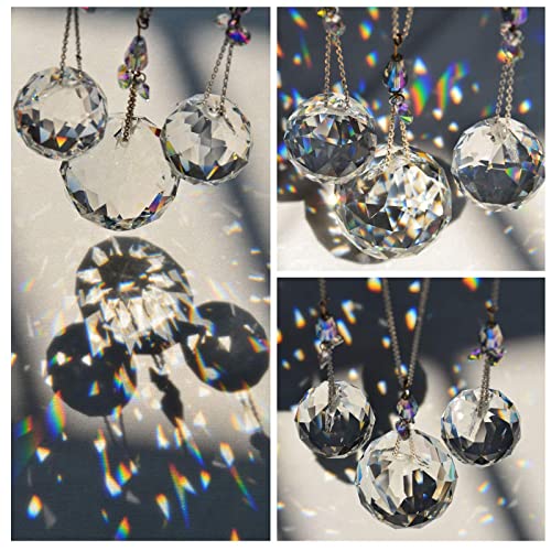 40mm Crystal Ball Prism Ball Suncatcher for Window Rainbow Maker Crystal Glass Ball Pendant for Hanging Clear Pack of 2