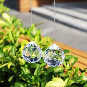 40mm Crystal Ball Prism Ball Suncatcher for Window Rainbow Maker Crystal Glass Ball Pendant for Hanging Clear Pack of 2