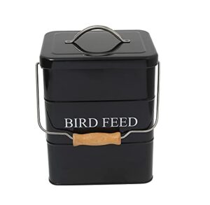 morezi bird seed and feed storage tin with lid included - white-coated carbon steel - tight fitting lids - storage canister tins - black