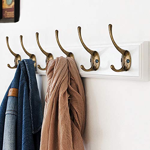 Dual Wall Hooks Coat Hooks Heavy Duty Made of Strong Metal 11Pcs-Antique Brass