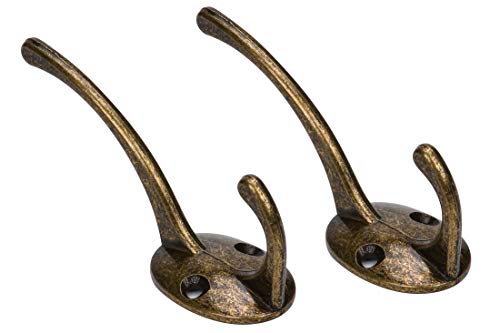 Dual Wall Hooks Coat Hooks Heavy Duty Made of Strong Metal 11Pcs-Antique Brass