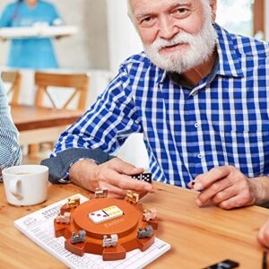 Exqline Mexican Train Hub, Wooden Hub for Mexican Train Dominoes Accessories with Felted Bottom- Solid Pine Dominoes Hub Mexican Train Game