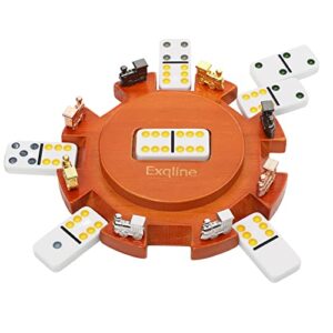 Exqline Mexican Train Hub, Wooden Hub for Mexican Train Dominoes Accessories with Felted Bottom- Solid Pine Dominoes Hub Mexican Train Game