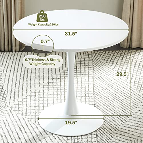 STYLIFING Dining Table 32" Mid-Century Modern Round Dining Table Coffee Table with Round Top and Pedestal Base in White