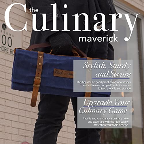 Chef Knife Roll Bag | 16oz ULTRA Wax Canvas & Top Grain Leather | 22 Slots & 4 Zipper Pouch | Double Stitch | Water-Resistant | Cleaver Pouch | Knife Organizer for Chefs and Culinary Students