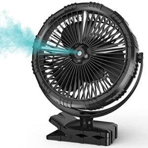 comlife portable misting fan, 10000mah rechargeable battery operated fan, 8inch clip on fan, 360° rotatable outdoor fan, 3 speeds with timer for home office camping golf cart rv car jobsite more